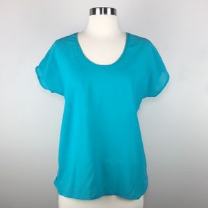 Turquoise back zipper top
